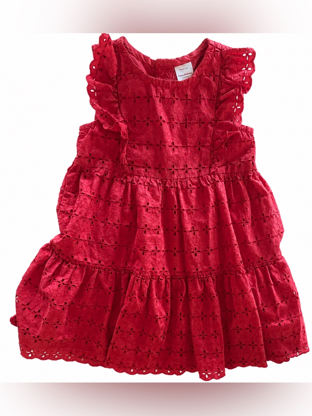 Hanna Andersson Red Eyelet Tiered Dress Size 5T EUC
